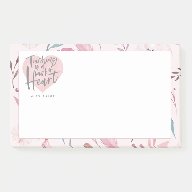 Post-it® Coeur d'aquarelle de cadeau de professeur (Devant)