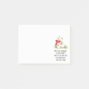 Post-it® Coeur de l'ours mignon aquarelle message d'art
