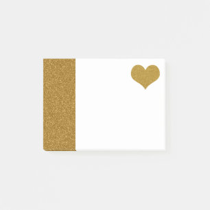 Post-it® Coeur de Parties scintillant en or FAUX (imprimé à
