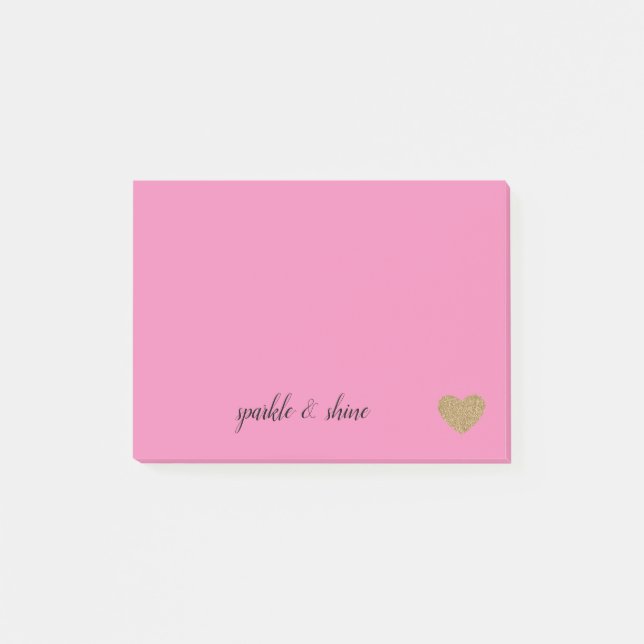 Post-it® Coeur de Parties scintillant en or rose (Devant)