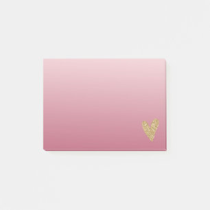 Post-it® Coeur de Parties scintillant en or rose Ombre
