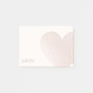 Post-it® Coeur de Parties scintillant rose pâle