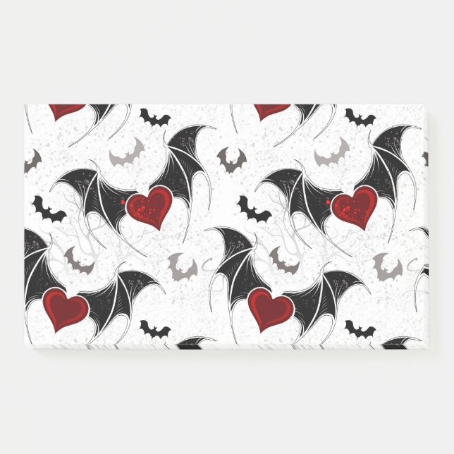 Post-it® Coeur d'Halloween avec ailes de chauve-souris noir (Devant)