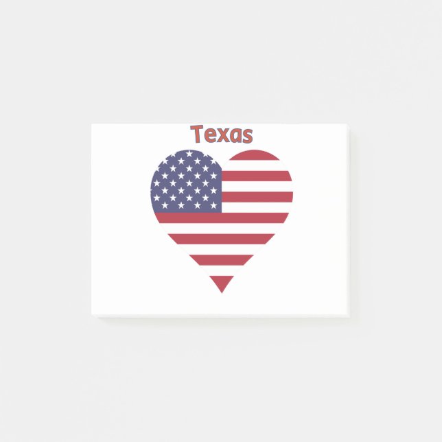 Post-it® Coeur du drapeau américain du Texas (Devant)