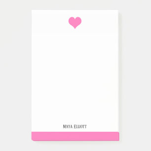Post-it® Coeur et bordure rose vif et blanc, nom