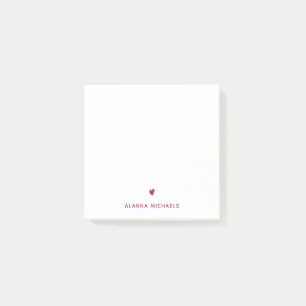 Post-it® Coeur et nom magenta vibrant