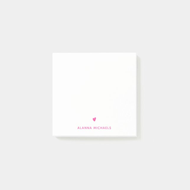 Post-it® Coeur et nom rose vif (Devant)