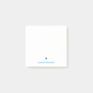 Post-it® Coeur et nom Turquoise tendance