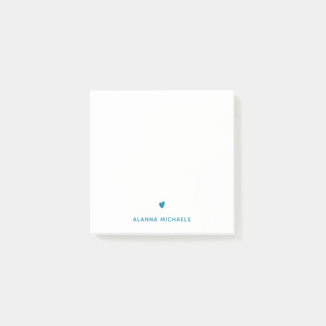 Post-it® Coeur et nom Turquoise tendance (Devant)