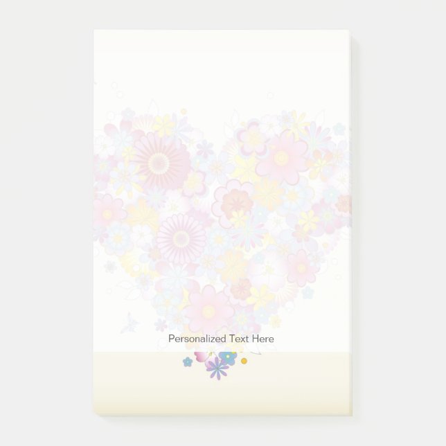 Post-it® Coeur floral avec des papillons (Devant)
