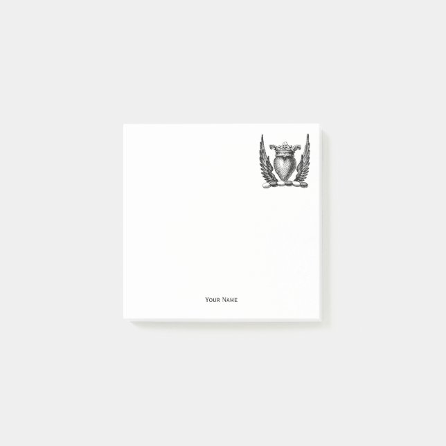 Post-it® Coeur héraldique avec ailes Armoiries Crest (Devant)