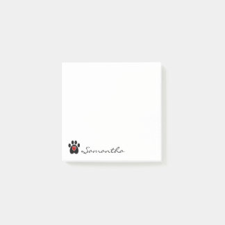 Post-it® Coeur noir de rouge d'empreinte de patte