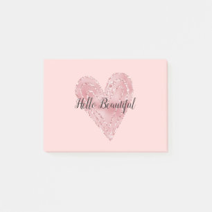 Post-it® Coeur rayonnant de la Parties scintillant rose rou