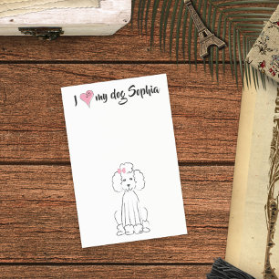 Post-it® Coeur rose mignon J'aime mon chien Personnalisé Wh