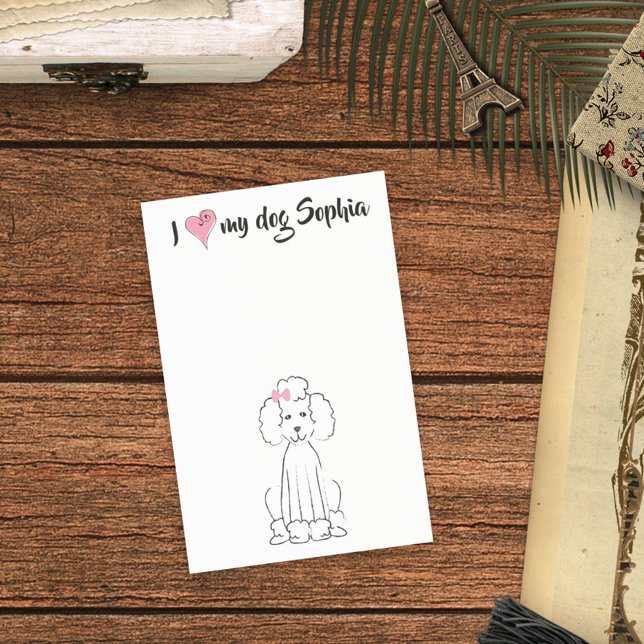 Post-it® Coeur rose mignon J'aime mon chien Personnalisé Wh (Créateur téléchargé)