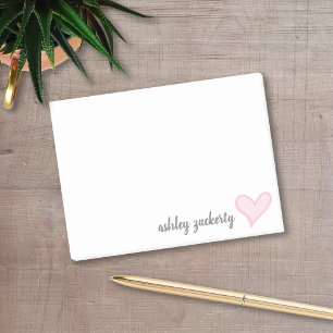 Post-it® Coeur rose pâle avec signature manuscrite