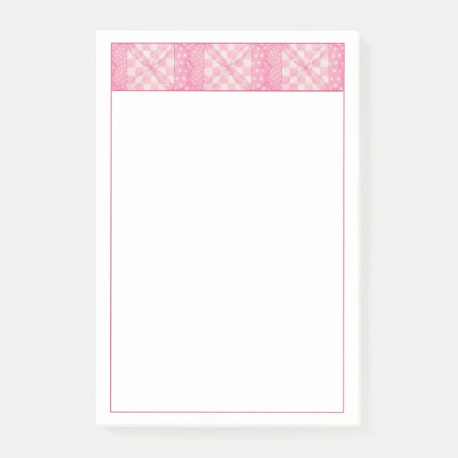 Post-it® COEUR ROSE QUILT 4x6 Post It Notepad (Devant)