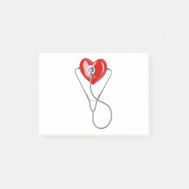 Post-it® Coeur rouge et un stéthoscope (Devant)