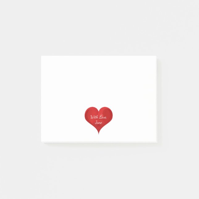 Post-it® Coeur rouge mignon avec la typographie Valentine (Devant)