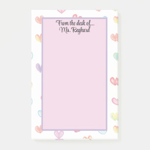 Post-it® Coeurs arc-en-ciel personnalisés du bureau de...