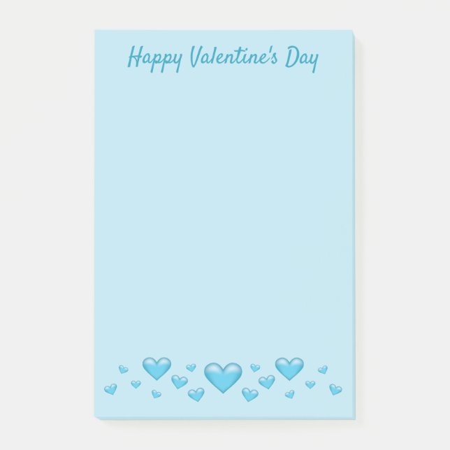 Post-it® Cœurs de la Saint-Valentin bleus & Texte personnal (Devant)