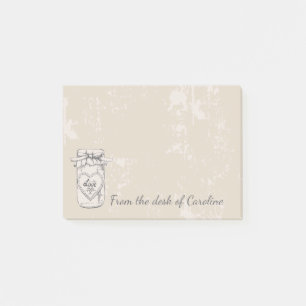 Post-it® Cœurs de Pot Mason Vintage Marron Châtain Amour