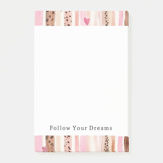 Post-it® Coeurs Empreintes de léopard Brown rose Fille (Devant)