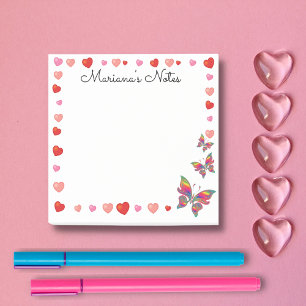 Post-it® coeurs et papillons roses stylisés personnalisent