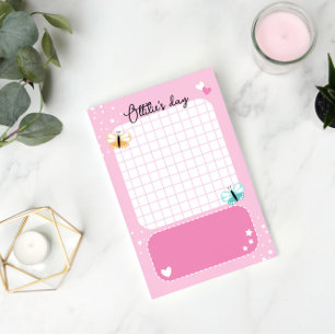 Post-it® Cœurs Étoiles Papillons Roses Ajouter Nom