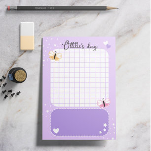 Post-it® Cœurs Étoiles Papillons Violets Mignons Ajouter No