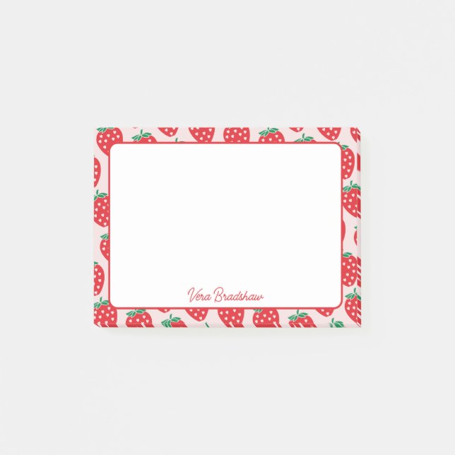 Post-it® Coeurs fraises Berry Sweet Nom personnalisé (Devant)