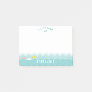 Post-it® Coeurs mignons lunatique de poissons d'océan