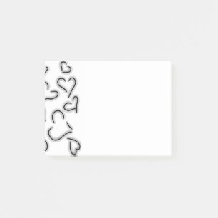 Post-it® Coeurs mignons Noir et Blanc