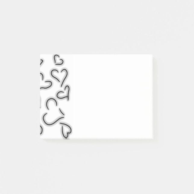 Post-it® Coeurs mignons Noir et Blanc (Devant)