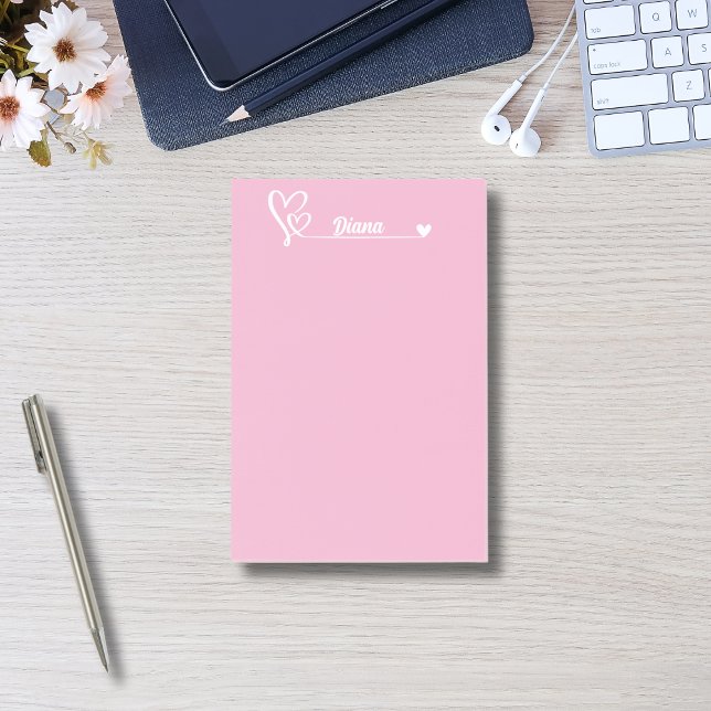 Post-it® Cœurs mignons & Nom personnalisé, Simple Personnal (Créateur téléchargé)