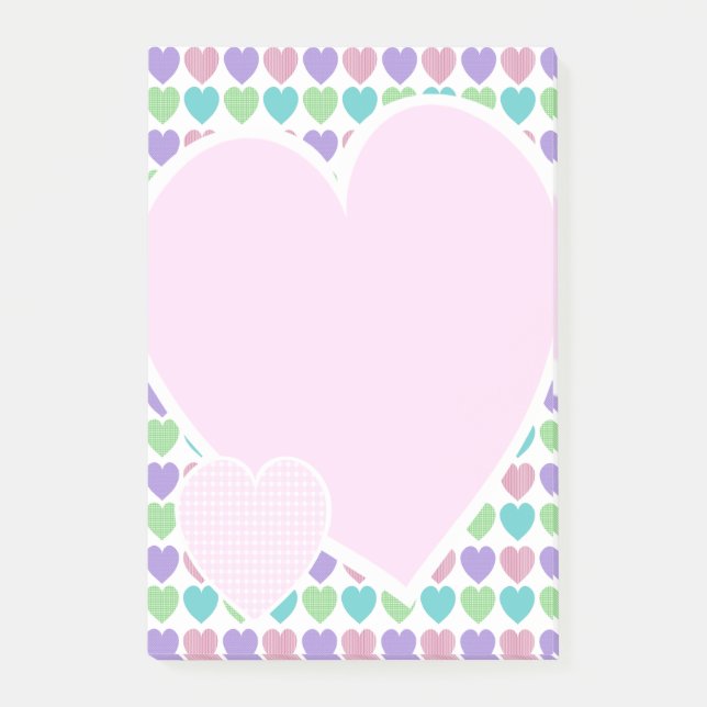 Post-it® Coeurs Motifs doux (Devant)