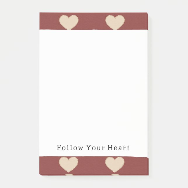 Post-it® Cœurs Pailletés Crème Rouge Or Saint Valentin (Devant)