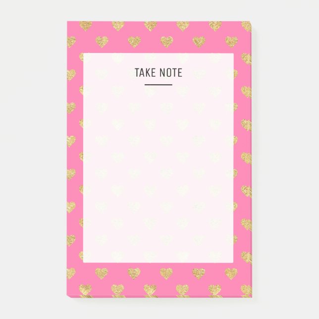 Post-it® Coeurs parties scintillant or (Devant)