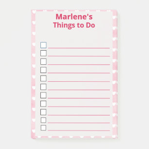 Post-it® Coeurs personnalisés sur des choses roses à faire