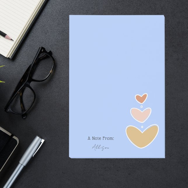 Post-it® Coeurs retro Boho Pastel Blue (Créateur téléchargé)