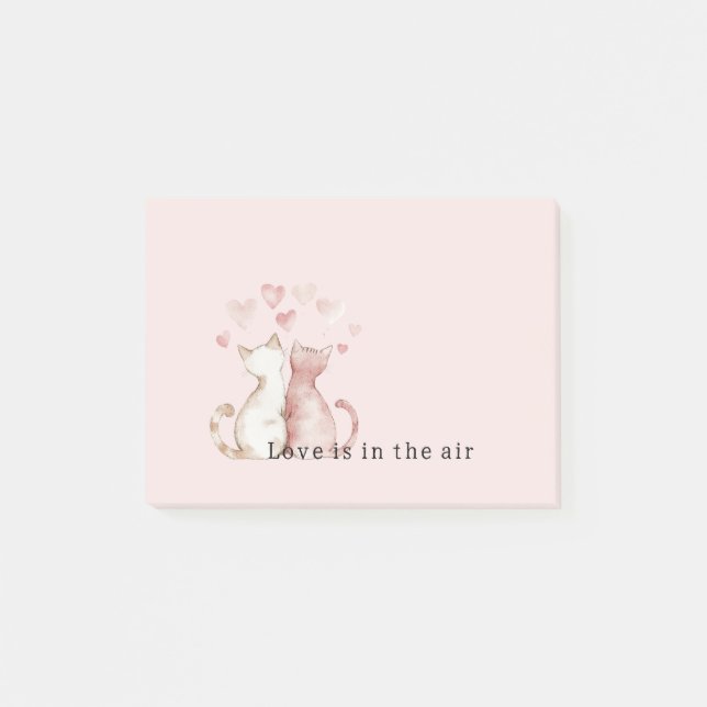 Post-it® Cœurs roses chats blancs amour   (Devant)