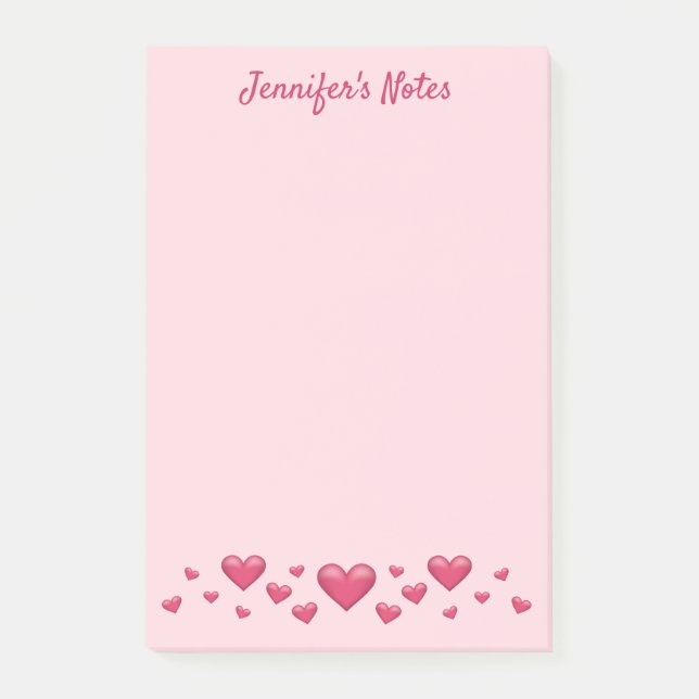 Post-it® Cœurs roses de la Saint-Valentin et texte personna (Devant)