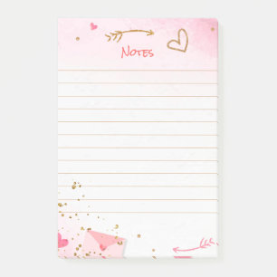 Post-it® Coeurs roses et Parties scintillant or