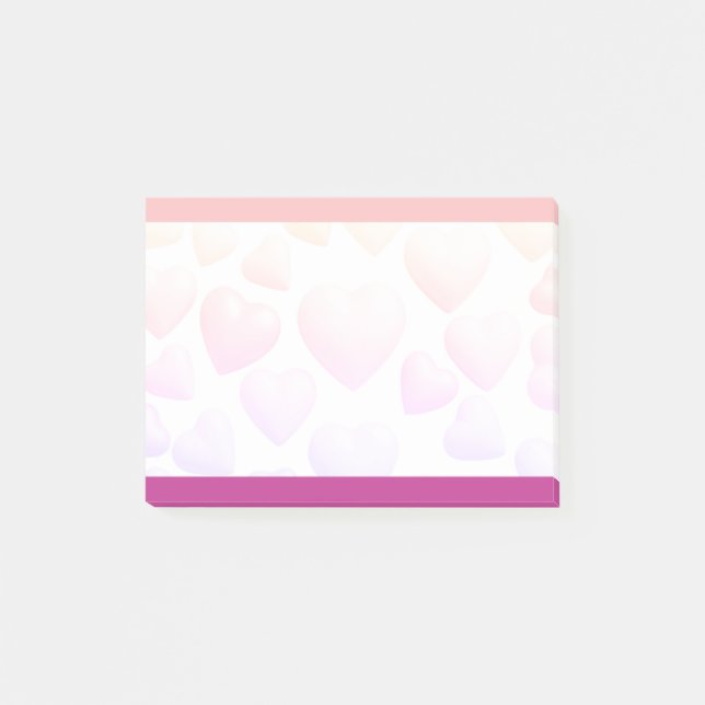 Post-it® Cœurs roses et violets sur 3M personnalisés (Devant)
