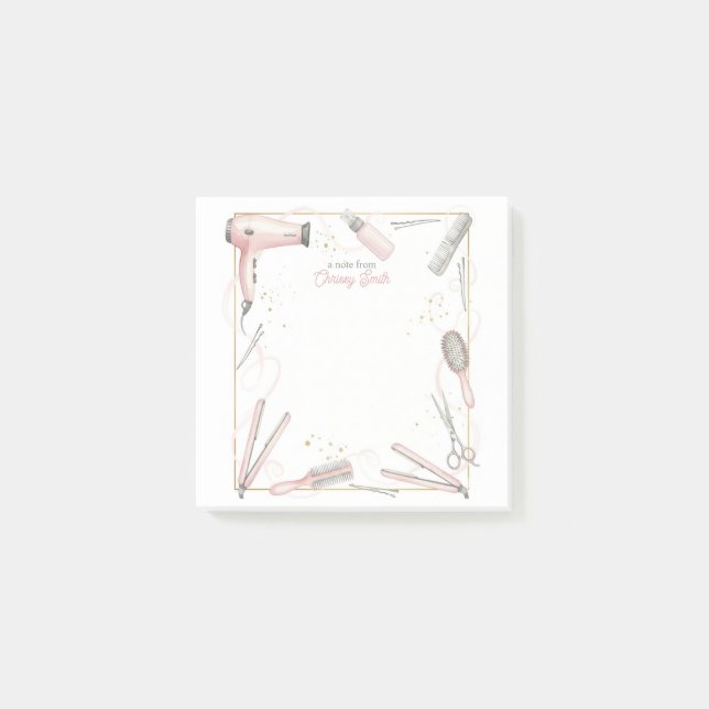 Post-it® Coiffeur Personnalisé Coiffeuse Rose Styling (Devant)