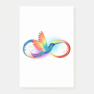 Post-it® Colibri arc-en-ciel avec symbole Infinity