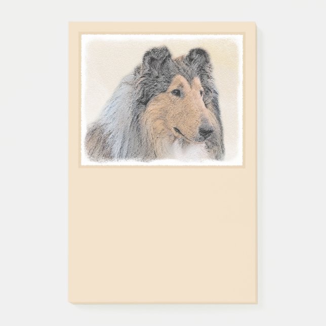 Post-it® Collie (Rough) Peinture - Cute Original Chien Art (Devant)