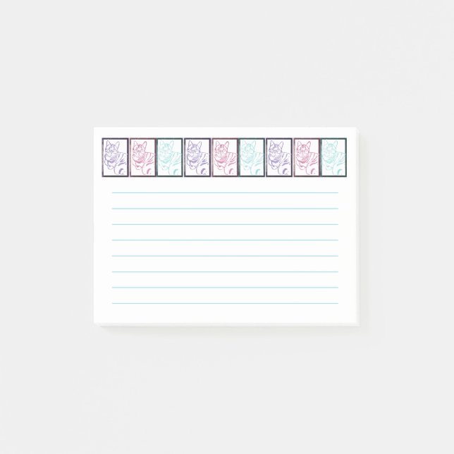 Post-it® Colorful Cat Prints Lined Post It Notes (Devant)