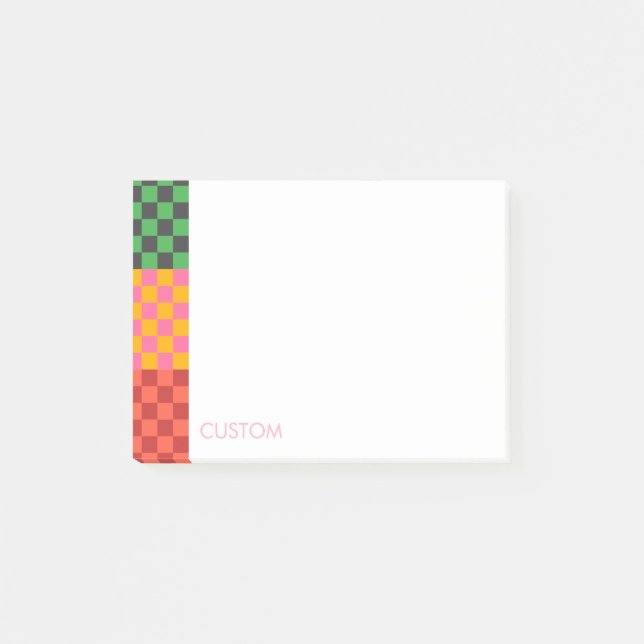 Post-it® Colorful Checkered Custom Name  (Devant)