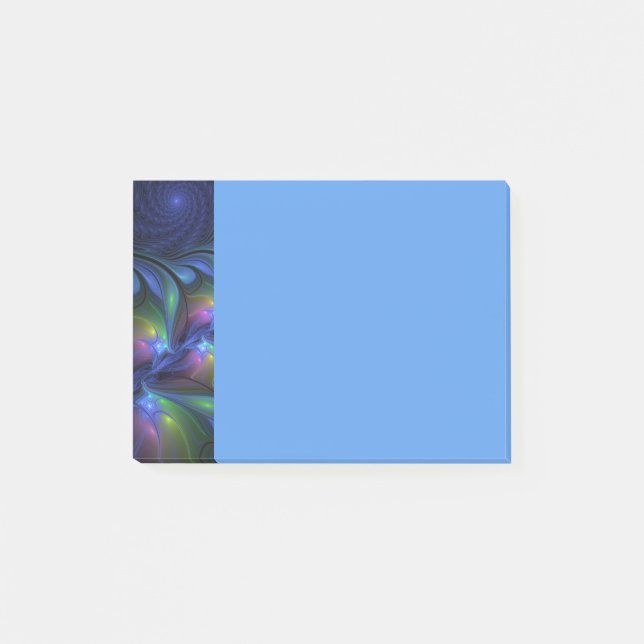 Post-it® Colorful Luminous Abstract Blue Pink Green Fractal (Devant)